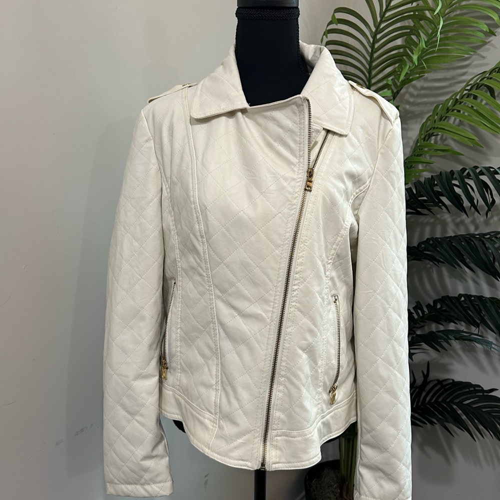 Big Chill Women's‎ Quilted Cream Faux Leather Jacket